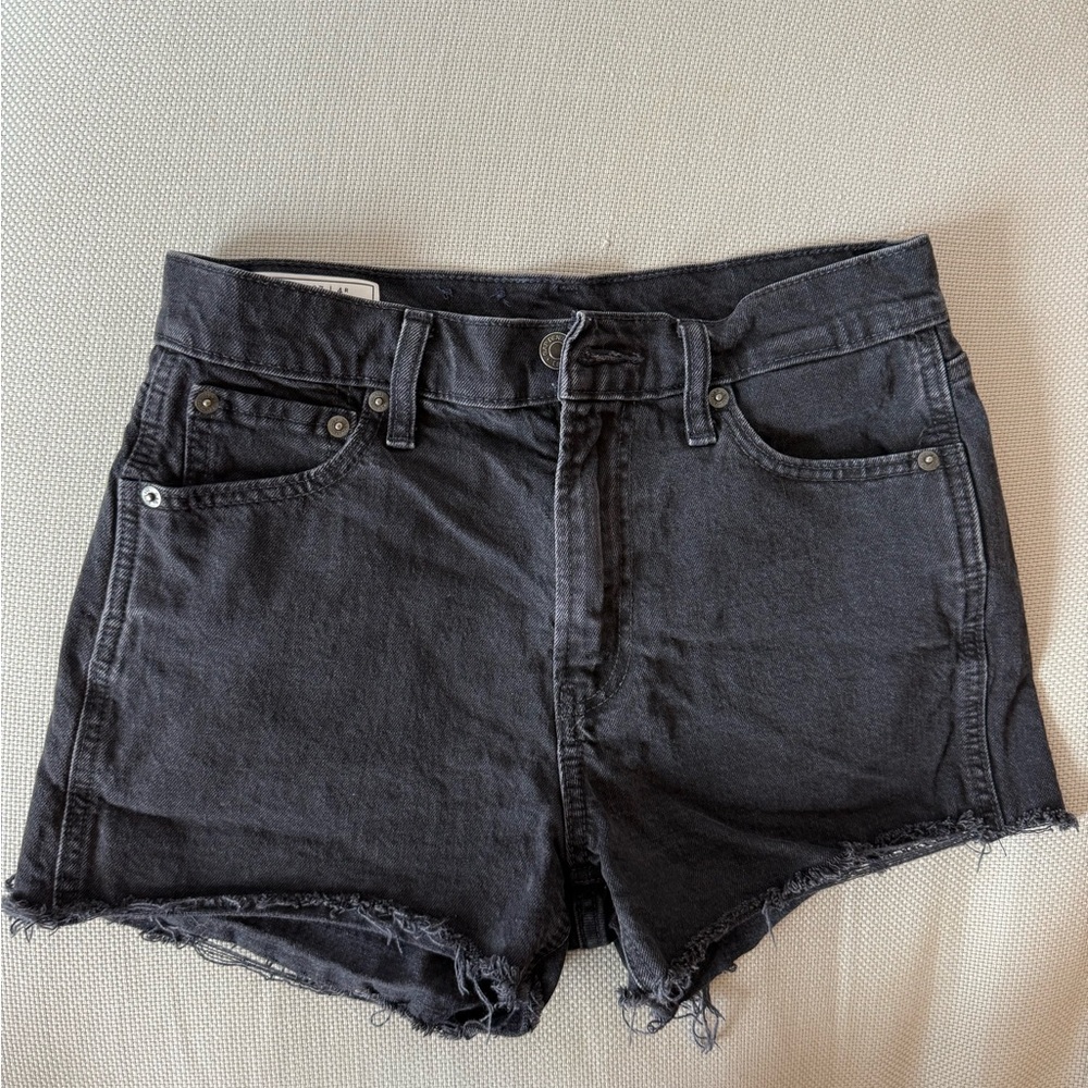 GAP Black 3” Cheeky Jean Shorts with Frayed Hem, High Rise